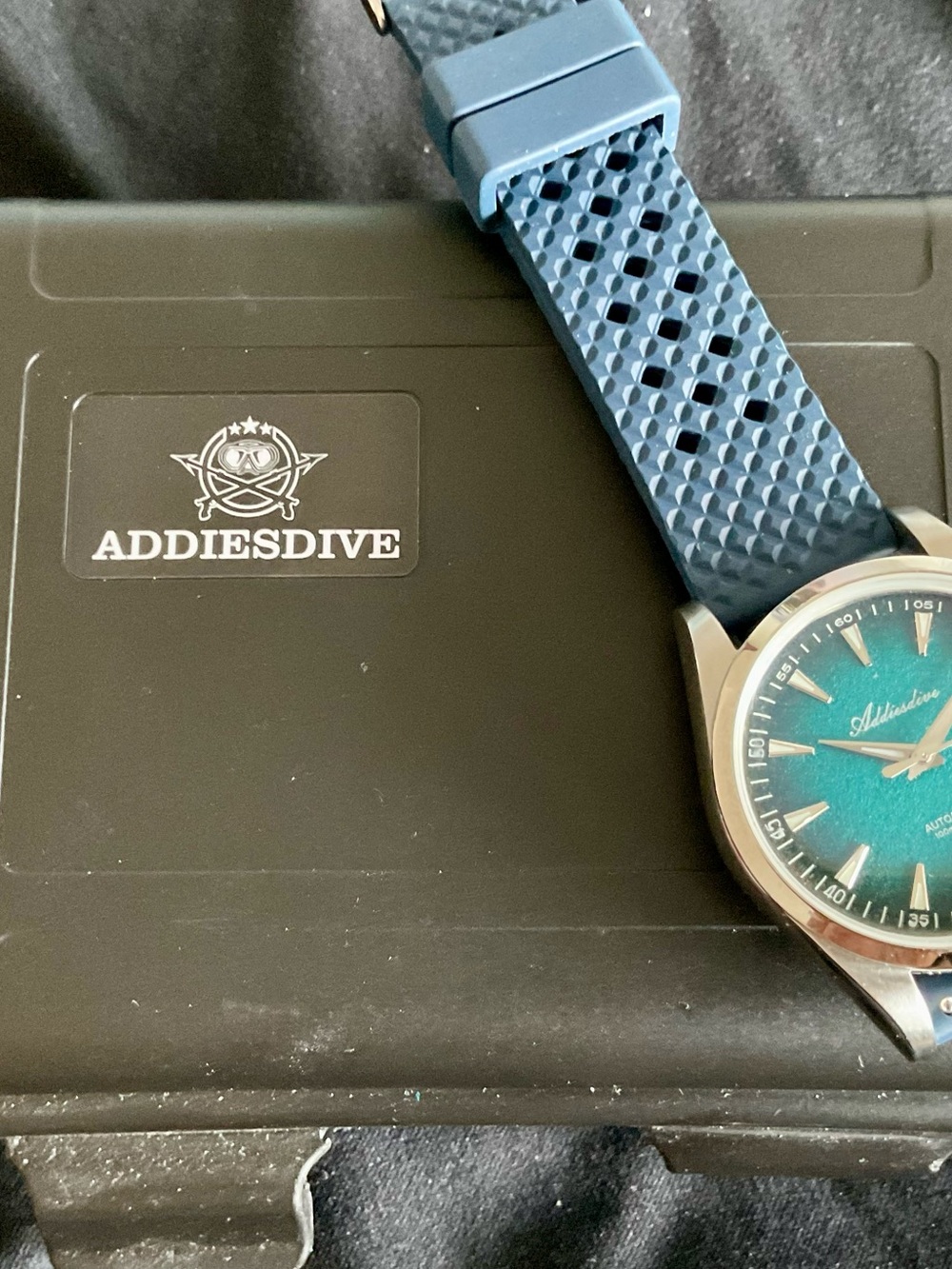 Full Set NIB Automatic Addiesdive Watch Textured Radiant Teal Dial - Picture 2 of 16
